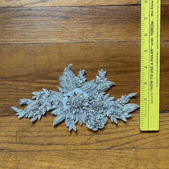 NEW Bridal Beaded Belt Appliqué Ivory Silver - Picture 8 of 10